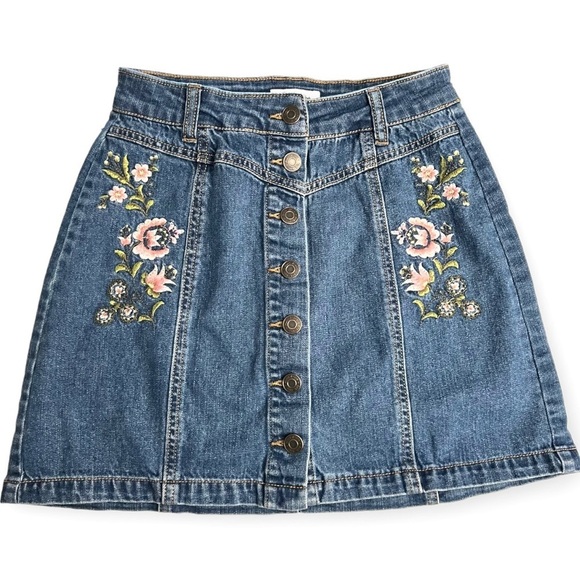 Mudd Skirt Size 3 Embroiled Floral Mini Y2K Button Front - Picture 2 of 6